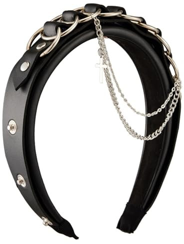 Hrtyvhin PU Leder Stirnband Anime Metall Schnalle Stirnband Masquerade Kostüm Haarhoop Teens Cosplay Dress Up Accessoires