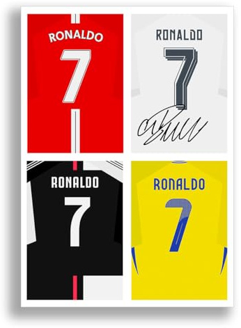 Cristiano Ronaldo CR7 Signed Photo Poster Print Autograph Manchester Real Madrid Juventus Al Nassr Framed Display Memorabilia Portugal legend Gift (A4 poster only)