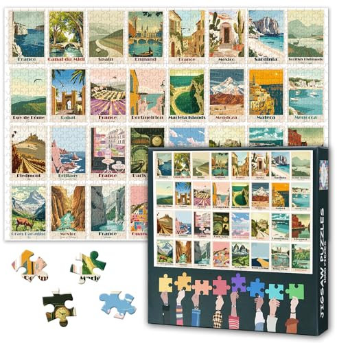 Jigsaw Puzzle for Adults 1000 Pieces World Travel Jigsaw Puzzles for Adults Gifts Challenging Puzzles Collection of World Landscape for Home Decor Family Games 27.5X19.7