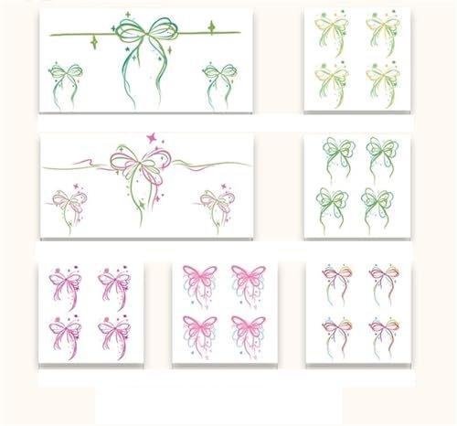 Autocollants de tatouage de couleur de bracelet de papillon de fleur de cerisier bleu imperméable femelle durable poignet cheville coloration mignonne faux tatouages, tatouages ​​temporaires(C(7sheet)