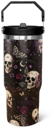qwpmvhsak Becher mit Henkel, Totenkopf-Rose, 850 ml
