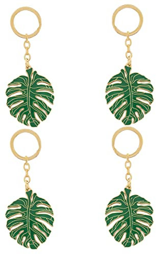 NTALJC 4pcs Monstera Leaf Keychain Palm Feuilles décor de la Voiture Chain de Four