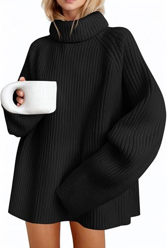 Saodimallsu Maglione da donna, oversize, a maniche lunghe, lavorato a maglia, in tinta unita, casual, elegante, basic