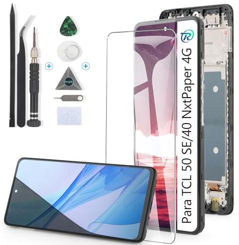 RongZy Pantalla para TCL 50 SE/40 NxtPaper 4G Pantalla Táctil LCD Kit de Pantalla de Repuesto Ensamblaje Digitalizador de Reemplazo con Herramientas(Negro con Marco)