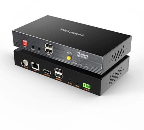TESmart 4K@30Hz HDMI KVM Extender 328ft over CAT5e/6/6A Zero-Latency | PoE Powered | Bidirectional Audio & IR | RS232 Extension | Advanced EDID | USB 2.0 | Remote Power Switch Support