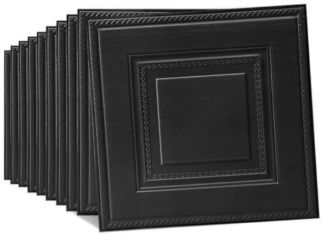 Anttyscar 60PCS Black 3D Wall Panels Wood Panel Effect Wallpaper, 3D Textured Peel and Stick Wall Panels, Self-Adhesive Waterproof PE Foam, Design for Interior Wall Decor, 35x35cm