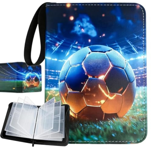 Sammelkarten Album für Fußballkarten – 50 Seiten 400 Fächer (A) | Tragbare Sammelmappe kompatibel mit TCG und allen Standard-Karten, Fussball Karten Ordner Geschenk für Kinder