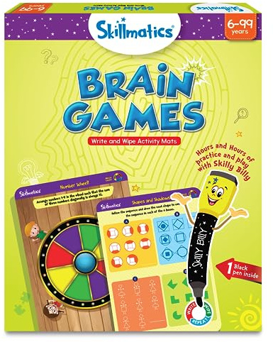 Skillmatics Educational Game - Brain Games, Reusable Activity Mats with Dry Erase Marker, Gifts, Travel Toy, Ages 6 and Up
