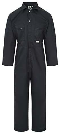 Ladies Zip Front Boilersuit Workwear Boiler Suit Coverall Overall Womens Girls (16 (40 Chest), Black)