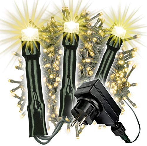 Nipach GmbH LED Büschellichterkette Cluster für Außen IP44 Außen-Trafo 6h-Timer grünes Kabel 25m Weihnachtsdekoration Party Xmas 500 750 1000 2000 warmweiß bunt wählbar (warmweiß, 500 LED)