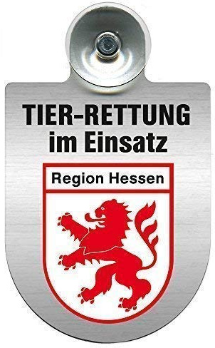 Einsatzschild mit Saugnapf Tier Rettung im Einsatz 393839 incl. Regionenwappen nach Wahl Color Region Hessen