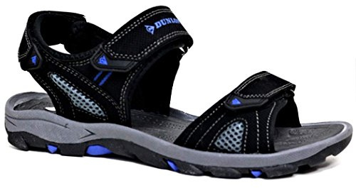 DUNLOP Men's Sports Beach Trekking Walking Hiking Hook & Loop Sandals Sizes 7-12 (8 UK, Black Royale)