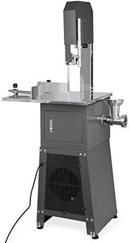 VERTES Sega a nastro elettrica per ossa con tritacarne, 550 watt, lama in acciaio inox, spessore di taglio 4-210 mm, altezza di taglio 210 mm, professionale, con avanzamento di sicurezza