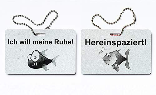 KaiserstuhlCard Magnete Türschild Ich Will Meine Ruhe Hereinspaziert Schild Anhänger Wendeschild Fisch Symbole (Silber metallic)