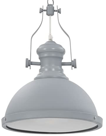 vidaXL Deckenleuchte Industriell Pendelleuchte Hängeleuchte Pendellampe Hängelampe Deckenlampe Wohnzimmer Lampe Leuchte Grau Rund E27 Acryl