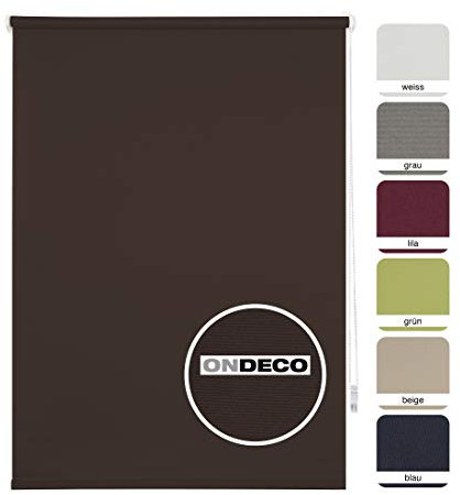 ondeco Tageslichtrollo ohne Bohren, Klemmfix Sichtschutzrollo Seitenzugrollo Klemmrollo, lichtdurchlässig und Blickdicht Braun 120x160 cm