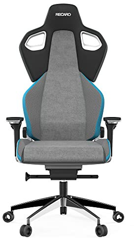 RECARO Exo Platinum Gaming Stuhl & Bürostuhl Ergonomisch [TÜV-Zertifiziert] | Made in Germany | Lordosenstütze, Aluminium-Rahmen, Anti Submarining, Handräder für stufenlose Einstellung, Sky