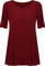 Purple Hanger New Womens Plus Size Stretch Fit Round Neck Plain Button Tops Ladies Three Quarter Turn Up Sleeve T-Shirt Top (18, Wine)