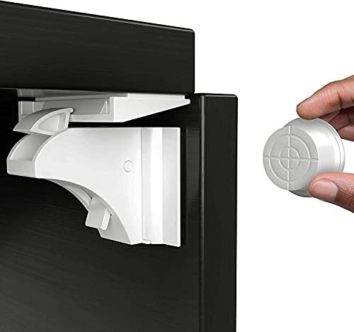 Serrature magnetiche per la sicurezza dei bambini, (8 serrature + 2 chiavi), chiusura magnetica adesiva a prova di bambino per armadi e cassetti, non richiede attrezzi o viti
