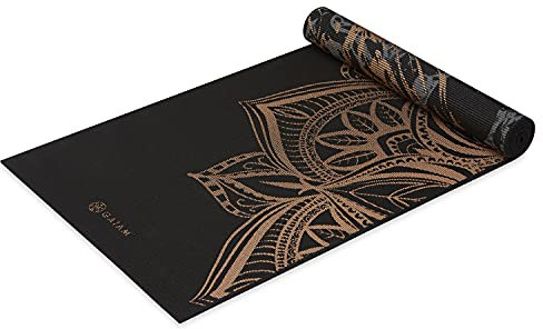 Gaiam Yogamatte, Premium-Druck, wendbar, extra dick, rutschfest, für alle Arten von Yoga, Pilates und Boden-Workouts, 6 mm, Marmoriertes Bronze-Medaillon