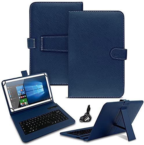 NAUC Tastatur Hülle kompatibel mit VALE Tablet V10E LTE-464 / V10A Tasche QWERTZ Bluetooth Schutzhülle Keyboard kabellos deutsche Tastatur QWERTZ Layout Case 10.3 Cover, Farben:Blau