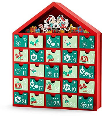 Mickey & Minnie Mouse Adventskalender aus Holz, 25 Tage, Weihnachts-Countdown, Heimdekoration, Box, Kinder, Spaß, Feiertage, Weihnachten, Festival, Wichtelgeschenk
