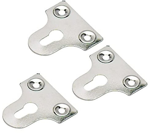 10x Picture Hanging Plates Mirror Glass Frame Hanging 25mm Slotted Fixing Plates Chrome Plated Secure Flat Picture Frame Hanger Bracket