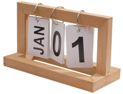 BYNYXI Ewiger Kalender Tischkalender, Holz Kalender Würfel Vintage Dauerkalender Manueller Flip Monat Datum Blockkalender Kalender Ewig Schreibtischkalender für Zuhause Büro Tischdeko-20cmx12cmx9cm