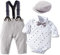 Bimbo Neonato Completini e Coordinati Gentiluomo, Camicia Fiocco e Bretelle Pantaloni 5 Pezzi(3-6 mesi,Taglia 59,Barca Vela)