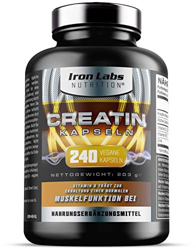 ILN – Creatin Kapseln – 5.200 mg Kreatin Monohydrat pro Tag – 240 vegane Kapseln – Kreatin Kaplsen für Training & Muskelaufbau