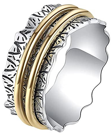 TianWlio Kreative modische rotierende Dekompression schöne Schmuckringe Liebesringe Damenmode Stil Öffnung verstellbarer Schmuck Eheringe beste Geschenke zum Valentinstag Reifrock 5 Ringe (Yellow, 7)