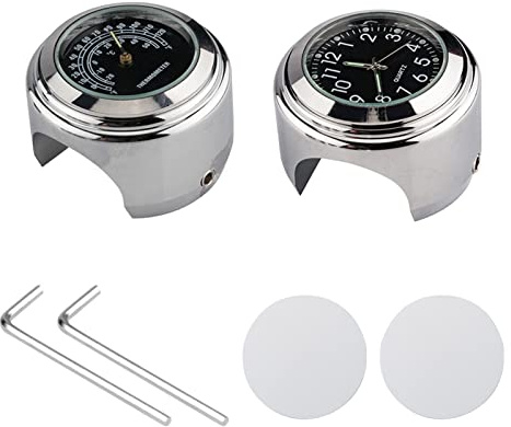 SHUIYUE Horloge de Guidon de motoHorloge de Guidon de Moto Universelle thermomètre de vélo étanche de Remplacement pour Motos vélos 22mm-25.4mm7/8