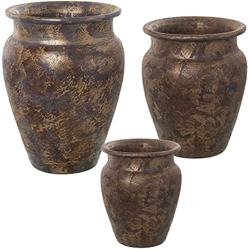 DRW Pot Rond en céramique en Or Vieilli 35 x 50 cm