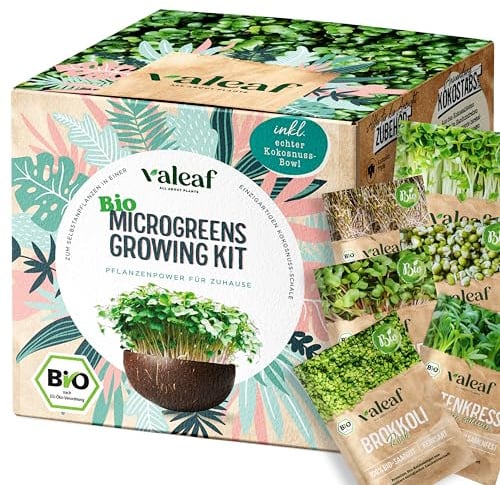 valeaf BIO Microgreens Anzuchtset I Starter Kit zur Sprossen Samen Anzucht I Microgreens Anzucht Sprossensamen I Sprossen Set zum Sprossen selber Züchten I Mikrogrün Samen