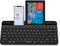 Bloody FBK30 Multi-Device QuietKey Kabellose Tastatur, 2.4G und Bluetooth Dual-Modus, bis zu 4 Geräte, Tragbar mit integriertem Ständer für Mac iOS Windows Android (Klassisches Schwarz)