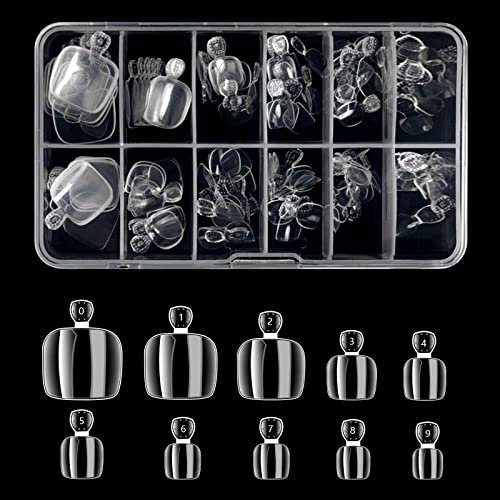 120Pcs Clear Faux orteil,10 Tailles Faux Ongles d'Orteil Ongle,artificielle Fullsize,avec Transparent boîte de Rangement pour Salons Nail Art