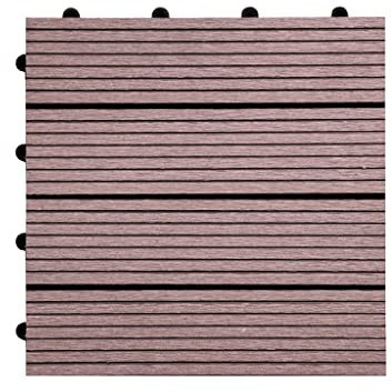 Woodtex WPC Terrassenfliese | Braun | Klickfliese | Geriffelt | 22 mm Stark | LxB: 30 x 30 cm