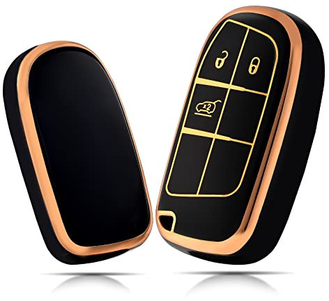 OFFCURVE Custodia Chiavi Auto Guscio Chiave, Cover Chiave Copri Chiavi Telecomando 3/4/5 Tasti Adatto per Jeep Grand Cherokee Renegade Compass Chrysler Dodge Journey Challenger Charger Ram Fiat 500X