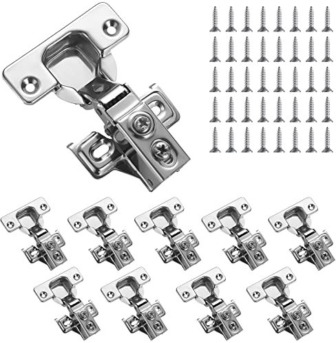 Evanda Schrank Scharniere, 10er Pack Edelstahl Overlay Soft Close Scharniere, für Küchenschrank Türscharnier, mit Befestigungsschrauben