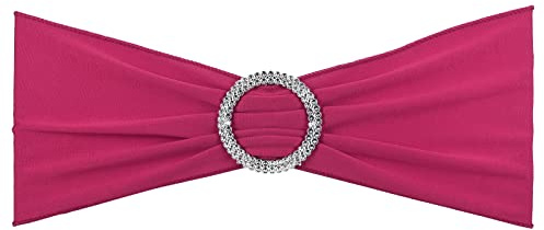 PATIKIL 13 x 5 Stretch Chair Sashes Bows, 25 Pack Elastic Chair Bands Sashes with Buckle Slider for Wedding Banquet Decorations, Rose Red