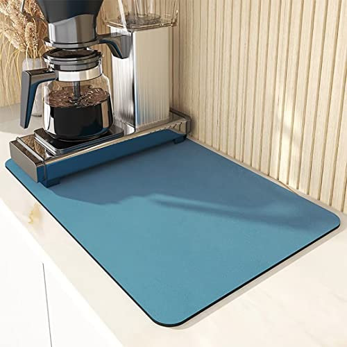 Hovoto Draining Mat, Kitchen Super Absorbent Counter Coffee Machine Quick Dry Dish Drainer Anti Slip Mat for Counter, Navy Blue, 40*60cm