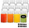 YBCPACK 12 Pack 2oz/60ml Reusable Mini Clear Glass Shot Bottles, Wellness Shots Bottles for Juice, Ginger, Small Glass Jars with Lids, Label, Pen.(Dishwasher Safe & Leak Proof)