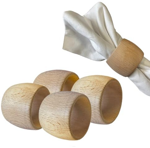 Rond de Serviette de Table (Lot de 4) - Rond de Serviette Bois diamètre 4cm [ Ronds et Porte-Serviettes ] (x4)