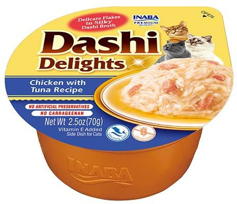 INABA Dashi Delights Katzenfutter Nass 100% Natürliches Hähnchenfleisch | Getreidefrei, Zuckerfrei, ohne künstliche Aromen, 86% Feuchtigkeit | Premium Katzen Leckerlies in Brühe 70 g (6er Pack)