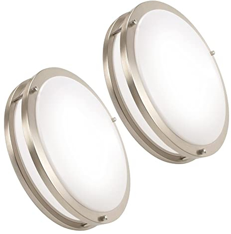 OOWOLF 13inch LED Flush Mount Ceiling Light Fixture 5CCT Brushed Nickel