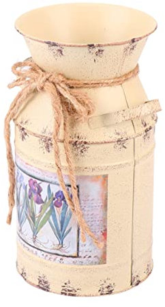 AOKWAWALIY Seau De Fleurs Rétro Galvanisé Conteneur à Fleurs Forme De Théière Décoration pour Maison Bureau Et Magasin Beige