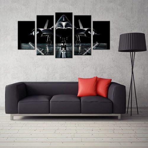 ZYCHKRL Moderne Bilder Wohnzimmer 5 Teiliger SR-71 Blackbird Militärflugzeug Poster Mit Rahmen Hd Für Heimdekoration Personalisierte Bilder Leinwandbilder Xxl