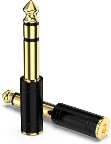 DigitConvert 1/4'' Male to 1/8'' Female Stereo Audio Adapter Converter,Upgrade 6.35mm Jack Stereo Socket to 3.5mm Jack Stereo Plug for Guitar Headphones Amp, Pure Copper 2-Pack