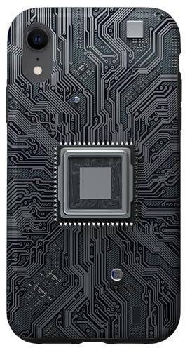 Carcasa para iPhone XR Placa base Microchip Circuito Negro TI Fondo de computadora