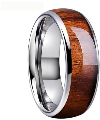 ZENSE - Komfortabler glatter Herrenring aus Stahl in Holzoptik ZR0178